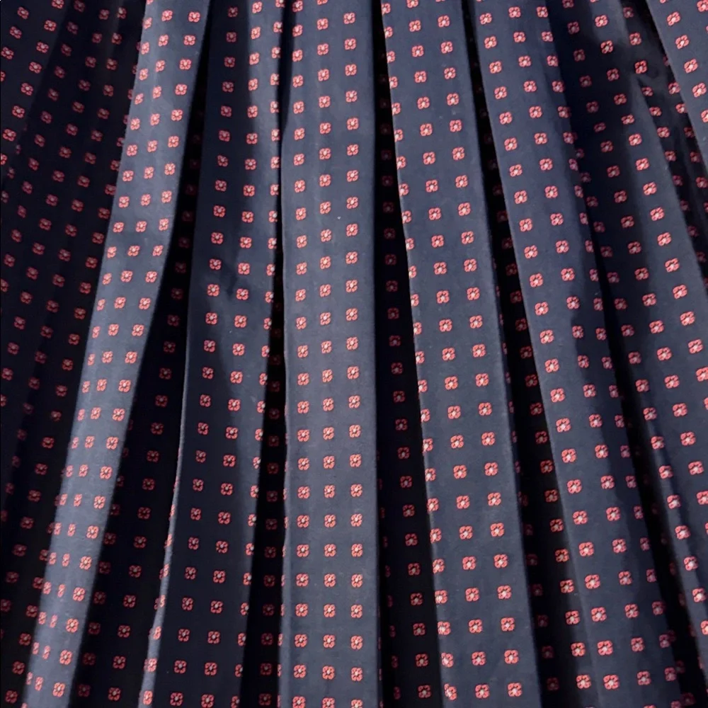 Tory Burch Navy and Maroon A-Line Pleated Skirt